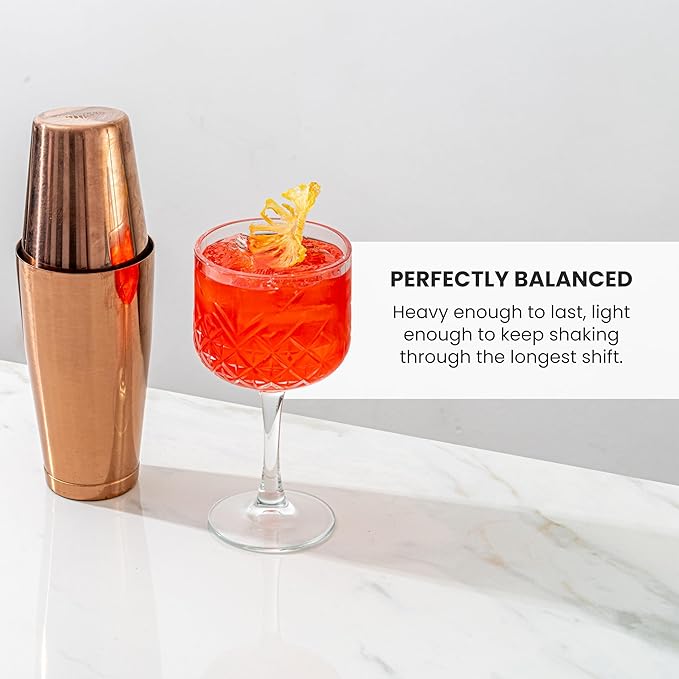 A Bar Above Professional Boston Shakers Set 18 oz Weighted and Unweighted Stainless Steel Cocktail Shaker Set for Bartenders, Premium 304 Steel Bar Shaker, Essential Bartending Tools for Mixing Drinks