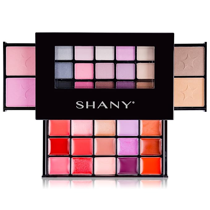 SHANY Fierce & Flawless All-in-One Makeup Set Compact with Mirror, 15 Eye Shadows, 2 Bronzers, 2 Blushes and 15 Lip/Eye Glosses, Makeup Applicators, Premium Giftable Packaging-BrightBean Baby