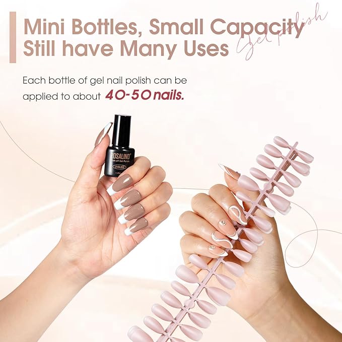 ROSALIND Nude Brown Gel Nail Polish Set, 8 Colors White Nude Brown Gel Polish, Beige Tan Caramel Coffee Gel Polish Collection Nail Art Gift DIY at Home-BrightBean Baby