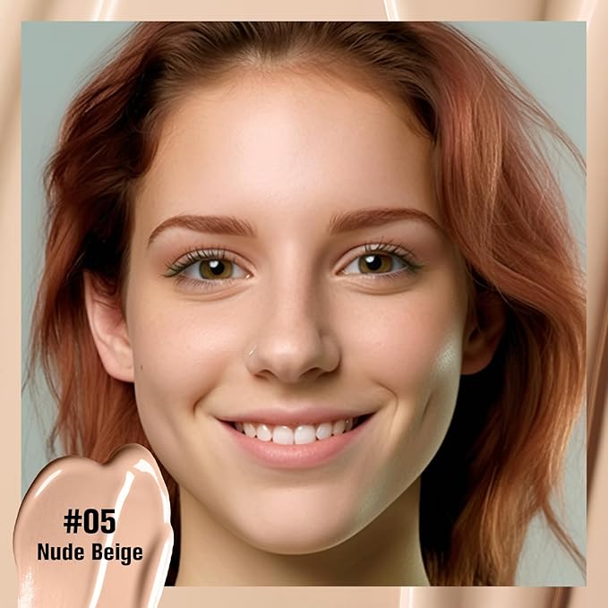 UCANBE Matte Liquid Foundation with Brush, Skincare Serum Foundation Face Makeup with Hyaluronic Acid, Medium to Full Coverage Waterproof Oil Control Longwear, for Mature Skin, Nude Beige, 1 fl. oz.-BrightBean Baby