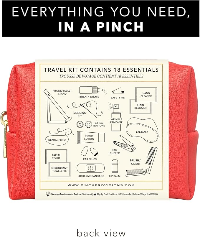 Pinch Provisions Travel Kit, includes 18 Must-Have Emergency Essential Items for Travelling, Ideal Road Trip or Airport Gift for Friends, Family & Peers, Portable Pouch-BrightBean Baby