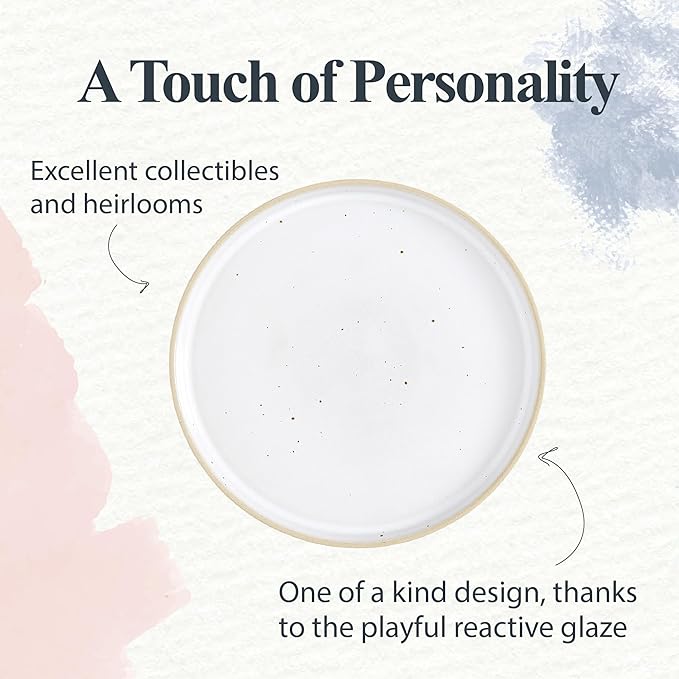Portmeirion Minerals 10.5" Dinner Plate, Rose Quartz (Set of 4) - Modern Stoneware Plates, Artisan-Crafted with Gentle Curves, Durable for Dining, Microwave & Dishwasher Safe - Made in Portugal