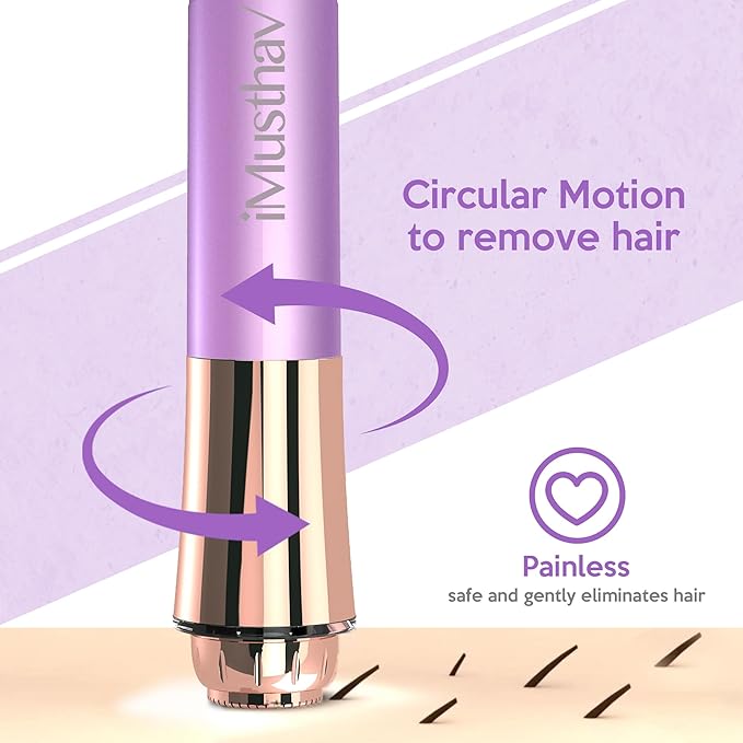 Portable Facial Hair Remover for Women – Painless, Fast & Precise Flawless Electric Razor & Epilator for Face, Lips, Chin Hair Removal – 18K Gold-Plated, 360° LED Light-BrightBean Baby