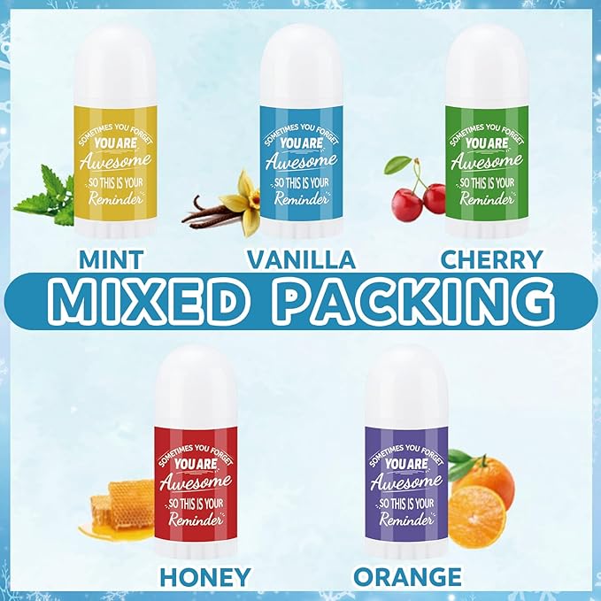 25 Pcs Thank You Gifts Mini Lip Balm Bulk Gifts for Coworkers Inspirational Appreciation Gifts Natural Ingredients Dry Chapped Lip Care Products for Employee Women Teacher, Assorted Flavors-BrightBean Baby