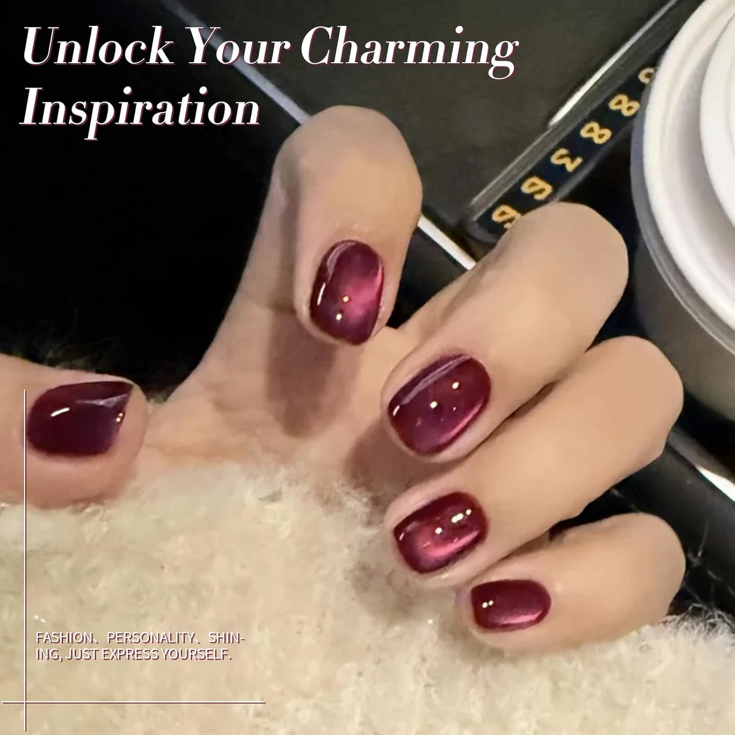 BORN PRETTY Cat Magnetic Eye Gel Nail Polish,Red Wine Jelly Glass Magnetic Gel Polish Glitter Soak Off Nail Art Salon Manicure Home Gift 15ml-BrightBean Baby