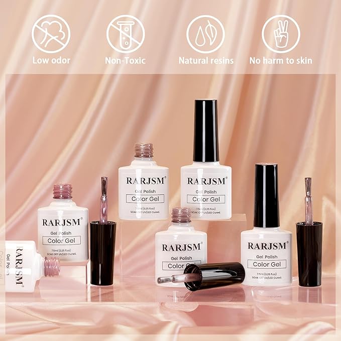 RARJSM Nude Glitter Cat Eye Gel Nail Polish Set 6Pcs Ceramics Pink Light Purple Brown Velvet Shimmer Smoothie Cateye Gel Polish with Magnetic Stick UV LED Curing Require Home Salon Nail Design-BrightBean Baby