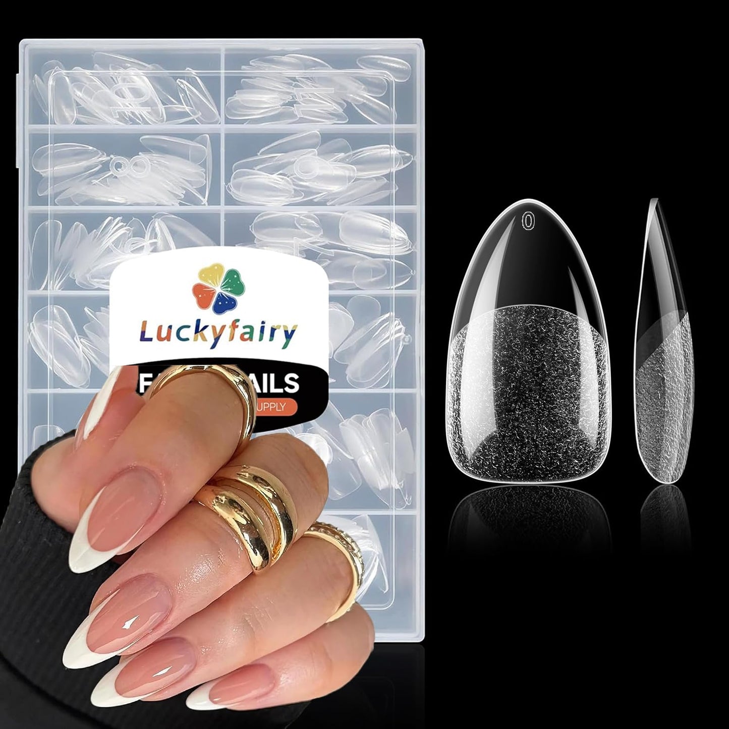 Almond Nail Tips: 240pcs Pointed Almond Soft Gel Nail Tips, Pre-shape Short Nails, Half Matte Full Cover Clear Acrylic Fake Press On Nails for Nail Extension Home Nail Art 12 Sizes Gelly Tips-BrightBean Baby
