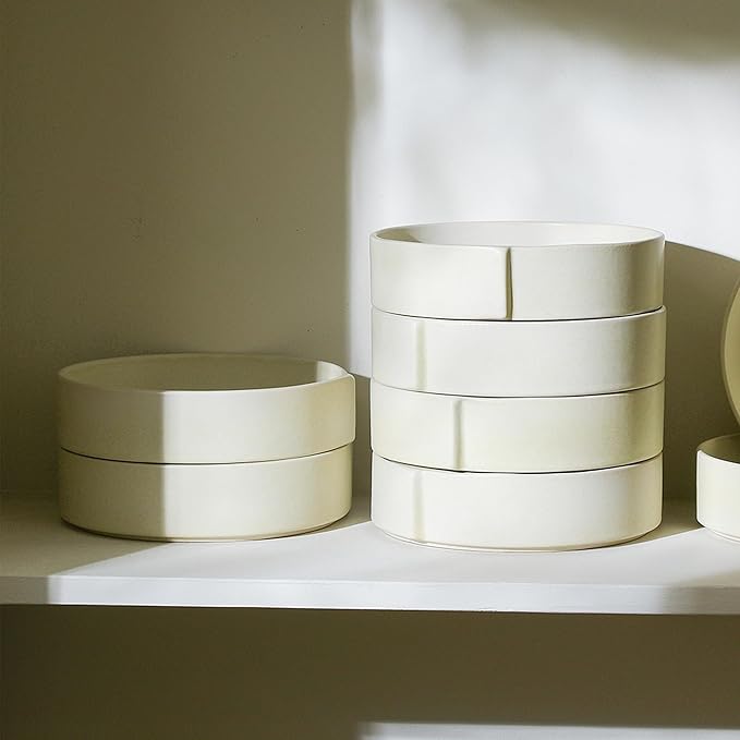 Stone Lain Bao 4-Piece Pasta Bowl Set Stoneware, Beige