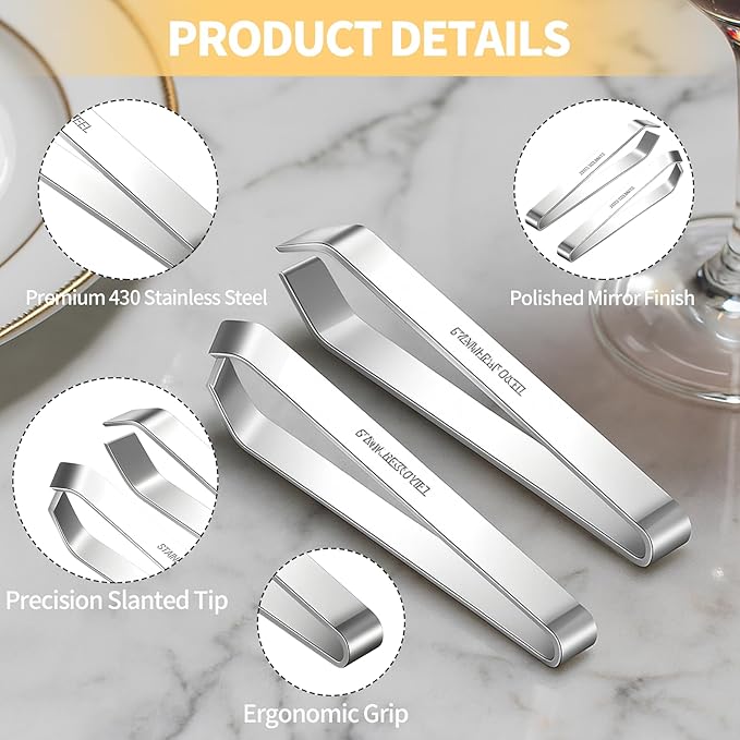 4 PCS Fish Bone Tweezers,430 Stainless Steel Flat & Slant Pliers Set for Kitchen Removing Salmon Trout Bones,Chicken Feathers