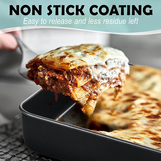 TeamFar Square Cake Pan, 6 Inch Square Brownie Lasagna Pan with Stainless Steel Core & Nonstick Coating, for Baking Roasting Serving Storing Food, Healthy & Oven Safe, Deep Side & Easy Cleanup