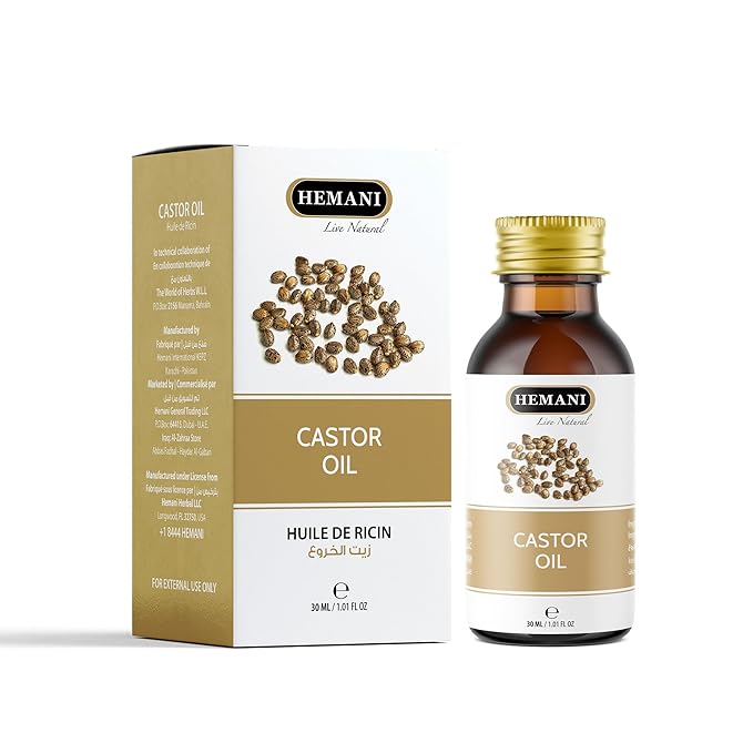 Hemani Castor Oil Ricinus communis - 30mL | Natural Skin & Hair Care, Pure Cold-Pressed Oil for Radiant Glow, Anti-Aging, Hydration & Wellness.-BrightBean Baby