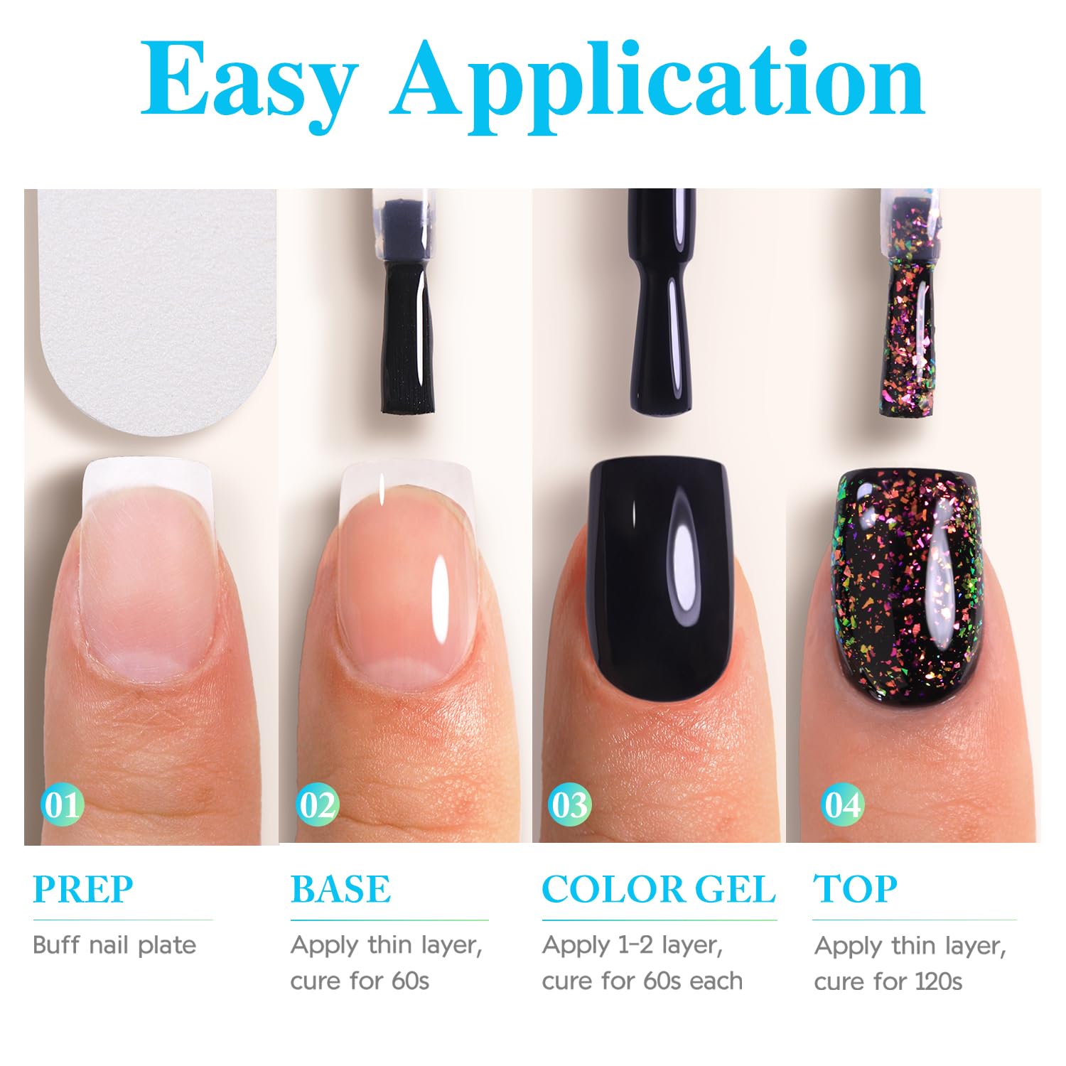 Double Rhythm 15ML No Wipe Gel Top Coat Base Coat Iridescent Glitter Shimmer 2 in 1 Nail Polish Soak Off Manicure DIY Home Salon (AURORA TOP COAT 5)-BrightBean Baby