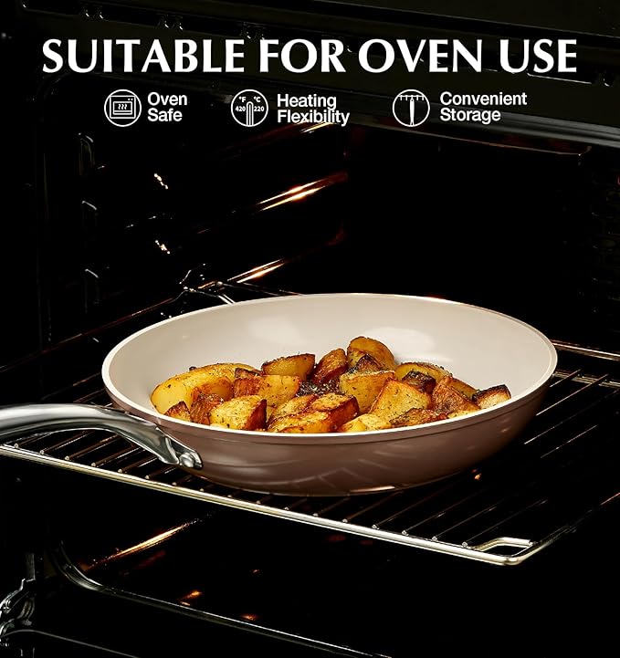 KOCH SYSTEME CS 8 Inch Nonstick Frying Pan Skillet - Ceramic Brown Egg Pan