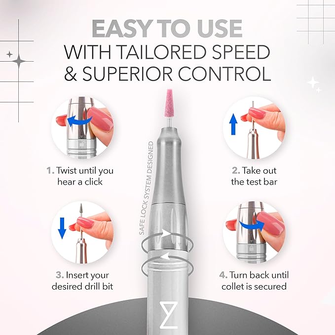 M Mase- Professional Nail Drill Machine - Coreless 2-in-1 Nail File - Electric, Cordless, 35000 RPM, HD Display - Electric Nail Drill for Professional & Home Use (White)-BrightBean Baby