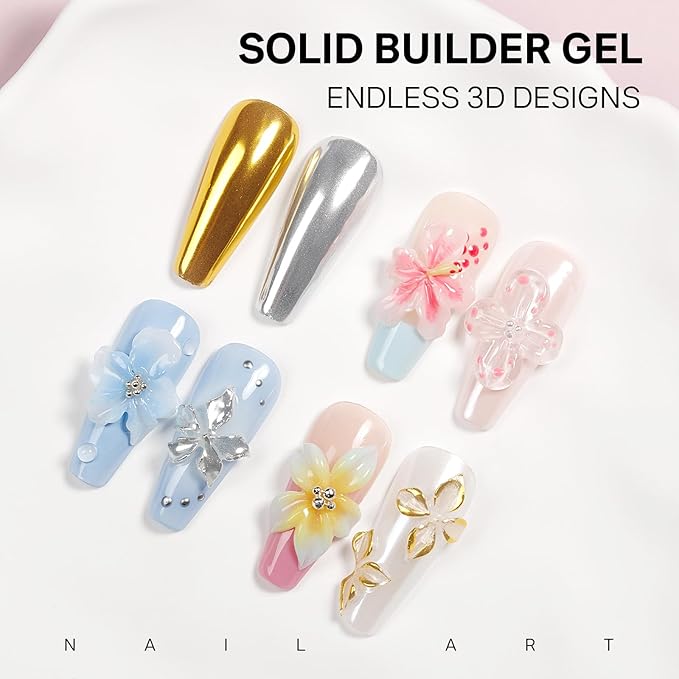 MIZHSE 2Pcs 3D Nail Gel Sculpting Gels, Clear and White Solid Builder Gel for Nails with Silicone Nail Molds Molding Gels 3D Art Non-Sticky Hand UV LED for Nails Salon Home DIY-BrightBean Baby