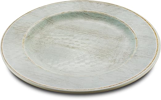Carlisle FoodService Products Grove Reusable Plastic Plate Dinner Plate with Wide Rim for Home and Restaurant, Melamine, 11 Inches, Buff, (Pack of 12)