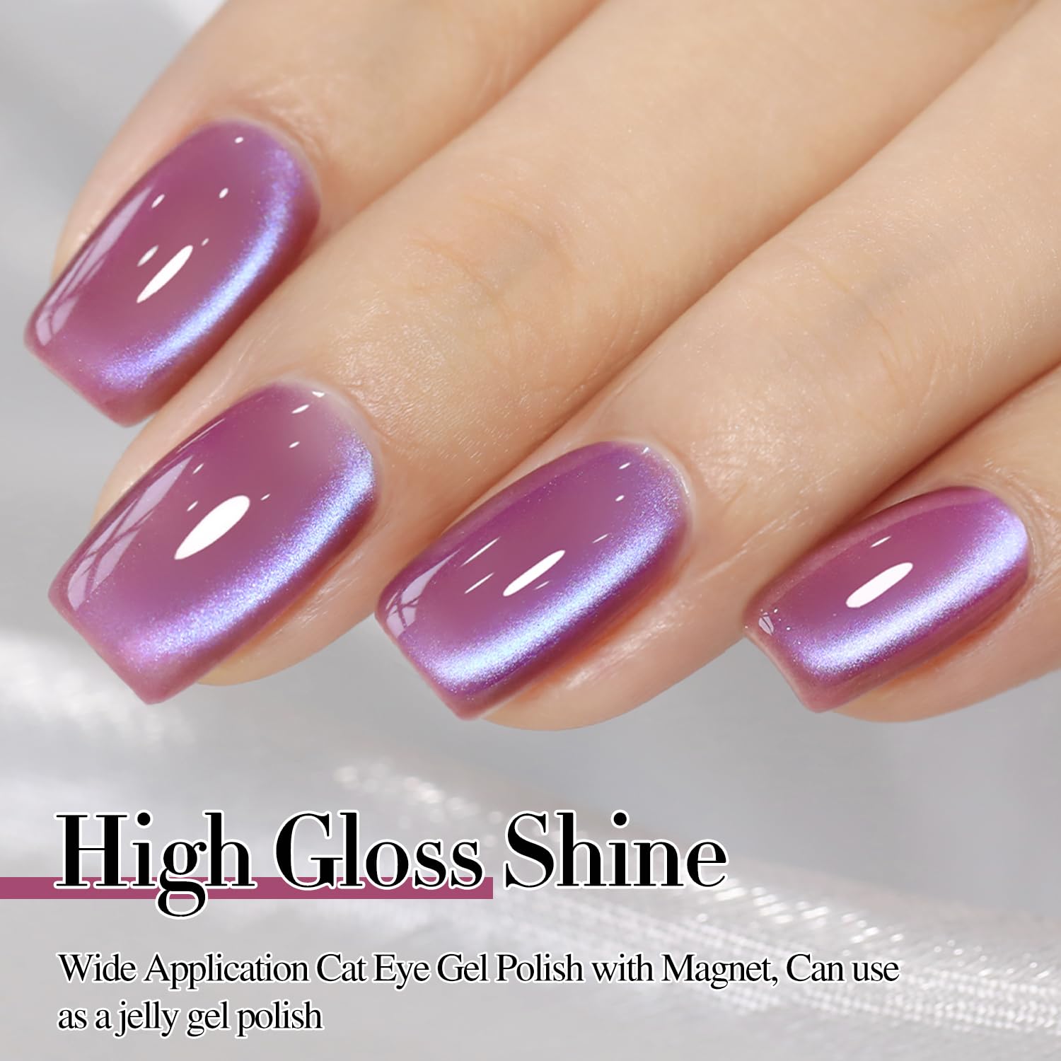 Double Rhythm 15ML Ice Glass Cat Eye Gel Polish with Magnet Holographic Glitter Shimmer Translucent Sheer Color Salon Soak Off Magnetic Nail at Home (Rose Violet-MC1131)-BrightBean Baby