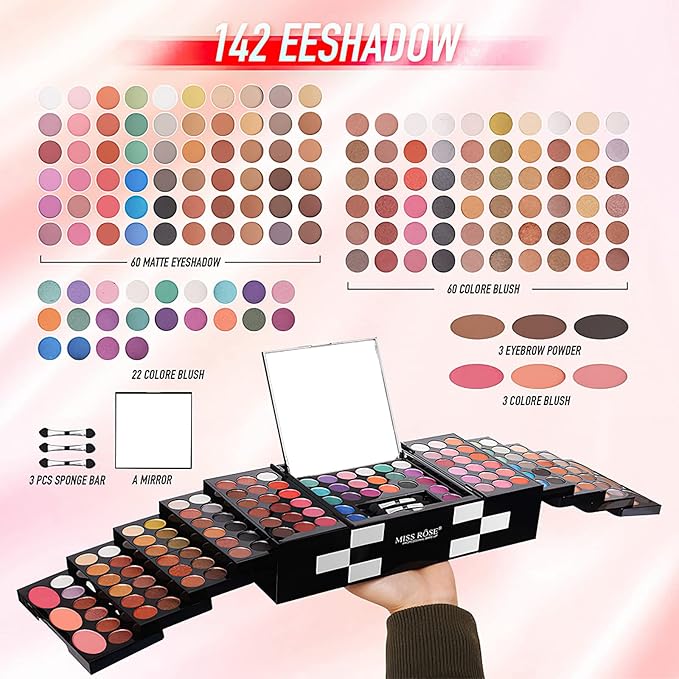 Eyeshadow Palette Cosmetics,Contour Palette Maquillaje Para Mujer,makeup Kit for Women Full Kit,With 142 Color Eyeshadow 3 Color Blush 3 Color Eyebrow Powder…-BrightBean Baby