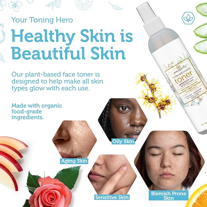 Era Organics Hydrating Toner for Face - Refreshing and Balancing Anti Aging Facial Mist with Rose Water, Apple Cider Vinegar, Witch Hazel-BrightBean Baby