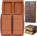 1 Inch Chocolate Bar Mold Deep Dubai Stuffed Chocolate Molds Silicone Large Break Apart Candy Molds (2 Pcs)