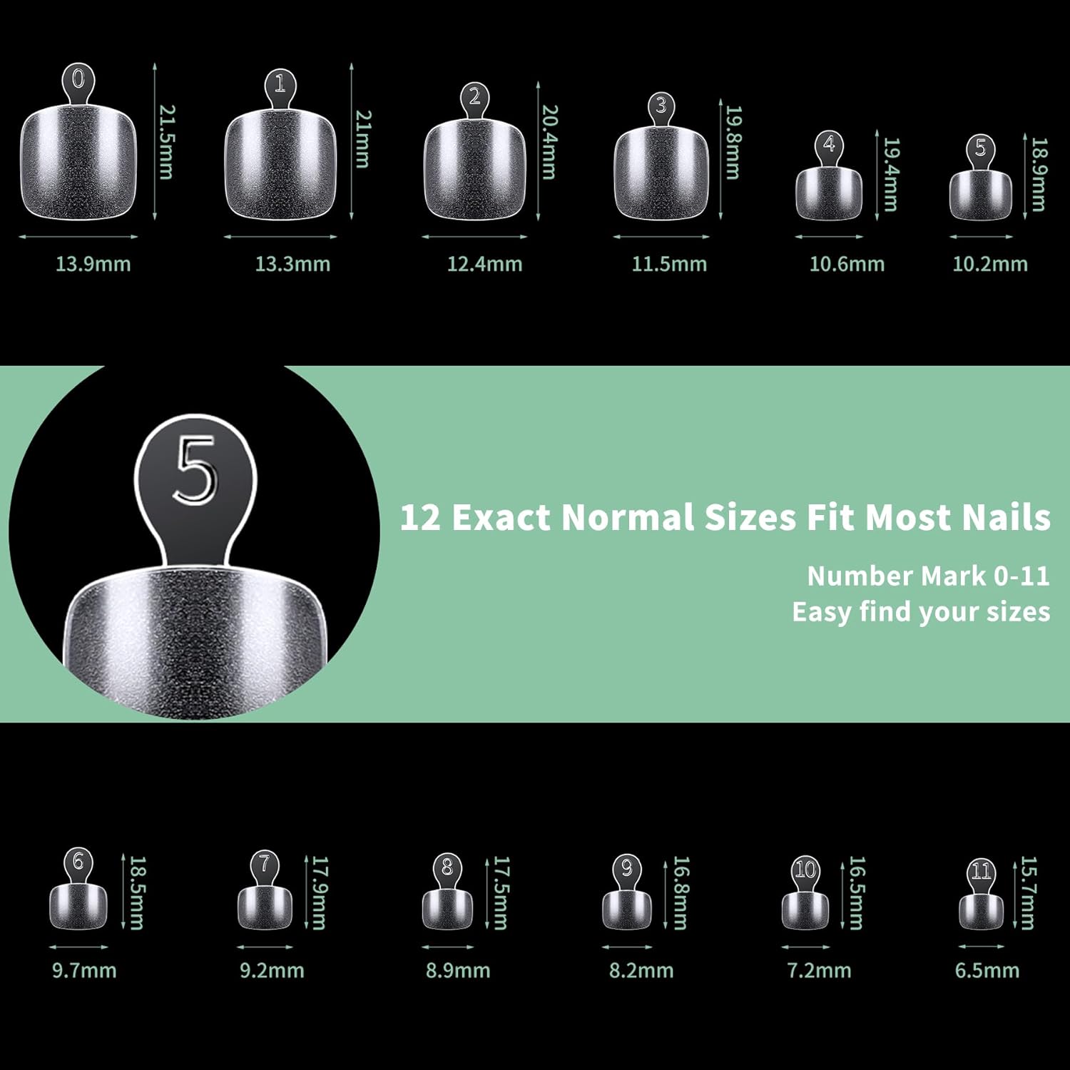 Toe Nail Tips, 216pcs Acrylic Fake Nails Gel Nail Tips Soft, Full Cover Pre-Shaped Matte Clear Press on Nails for Extension, Diy at Home Manicure 12 Sizes-BrightBean Baby