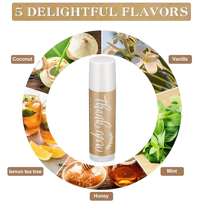 50 Set Thank You Lip Balm Bulk Small Natural Moisturizing Mini Lip Balm with Bag and Card for Baby Wedding Bridal Shower Thank You Favors-BrightBean Baby