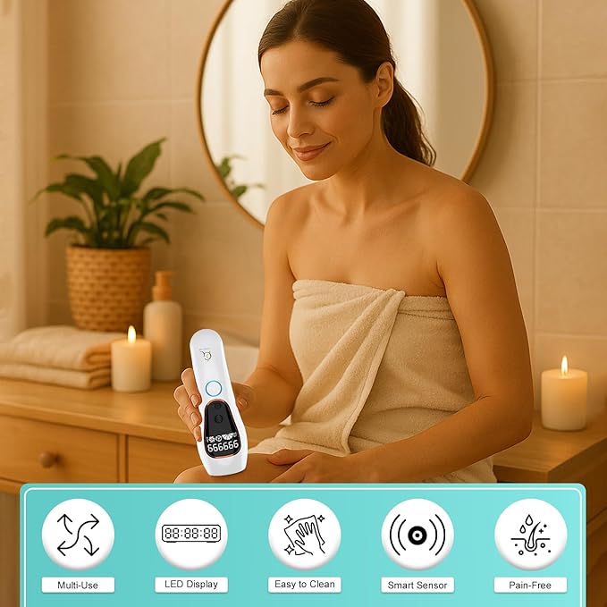 Professional IPL Laser Hair Removal Device & Epilator for Women and Men, 999,999 Flashes, Permanent Hair Reduction for Face, Legs, Arms, Bikini Line & Body, Painless Treatments for Smooth Skin at Home-BrightBean Baby