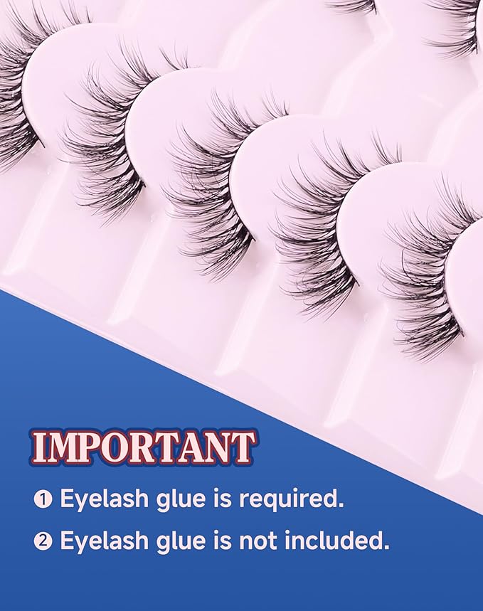Cat eye Lashes Natural Wispy Lashes Everyday Natural Look Flared Eyelashes False Eye Lashes Soft Fluffy Lashes False Eyelashes 7 Pairs D93-BrightBean Baby