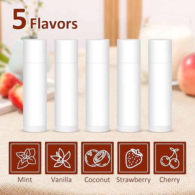 120 Pack Lip Balm Unlabeled, Natural Lip Balm Bulk Blank Tube, Personalized Lip Balm for Party Favors and Gift Basket Filling, Wedding or Baby Shower-5 Flavors-BrightBean Baby