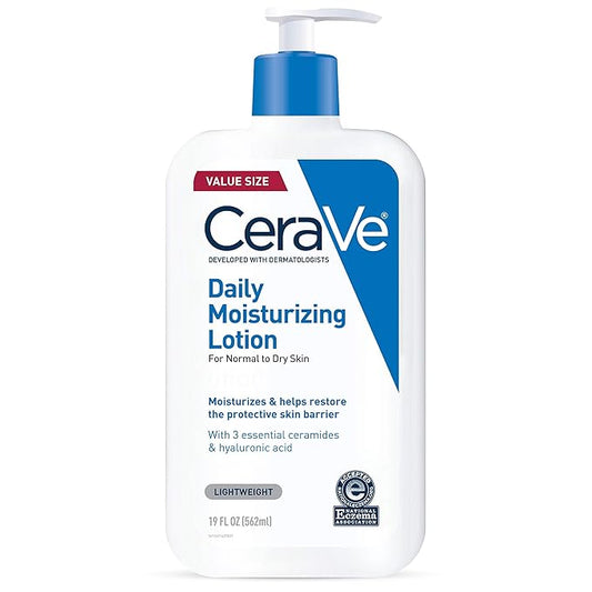 CeraVe Daily Moisturizing Lotion for Dry Skin, Body Lotion & Face Moisturizer with Hyaluronic Acid and Ceramides, Daily Moisturizer, Fragrance Free, Oil-Free, 19 Ounce-BrightBean Baby