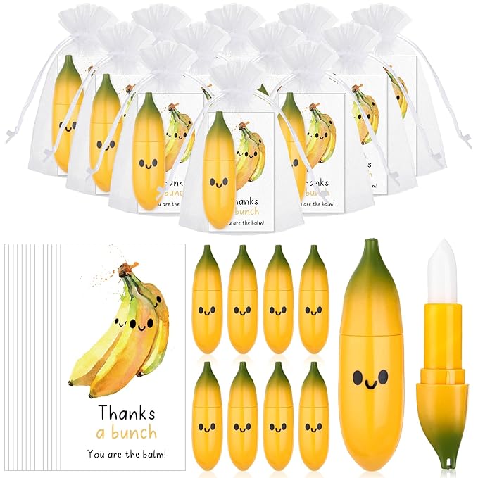50 Pcs Employee Appreciation Gifts Bulk Banana Lip Balms Staff Appreciation Gift Bulk Lip Balm Gift Set Thank You Gift Lip Care Cream for Coworker Teacher Nurse Women Friend Baby Shower Favors-BrightBean Baby