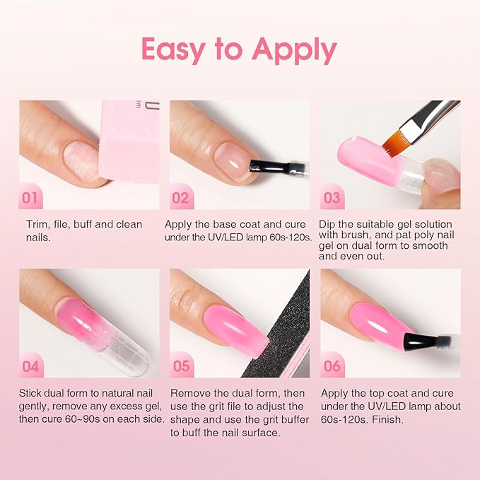 ROSALIND 14 Colors Poly Nail Gel Kit with Mini Nail Lamp Pink Brown Poly Nails Gel Kit Starter Kit With Slip Solution Kit Pink Extensions Gelfor Nail Manicure Beginner-BrightBean Baby