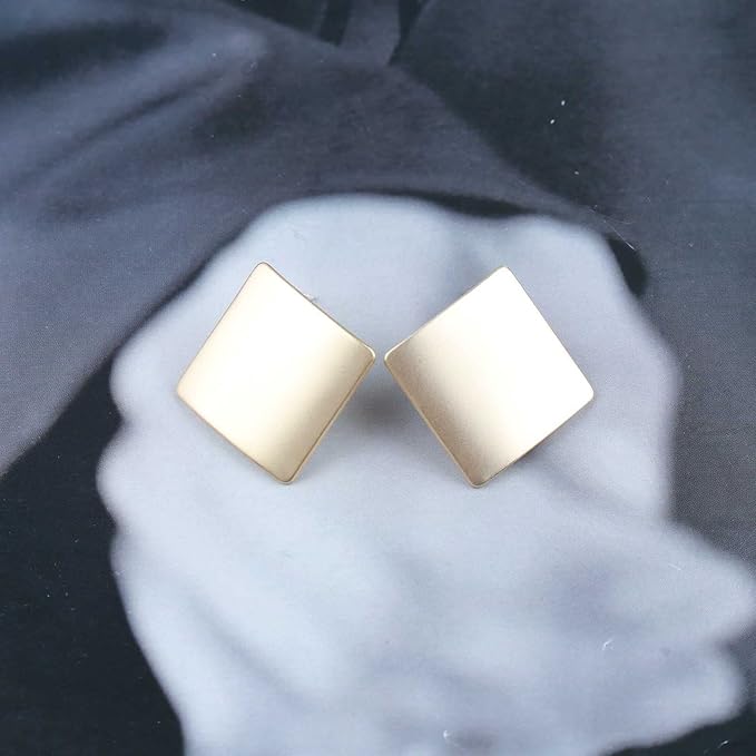 Vintage Square Stud Earrings Square Shape Earrings Geometric Gold Earrings Minimalist Earrings Jewelry for Women and Girls-BrightBean Baby