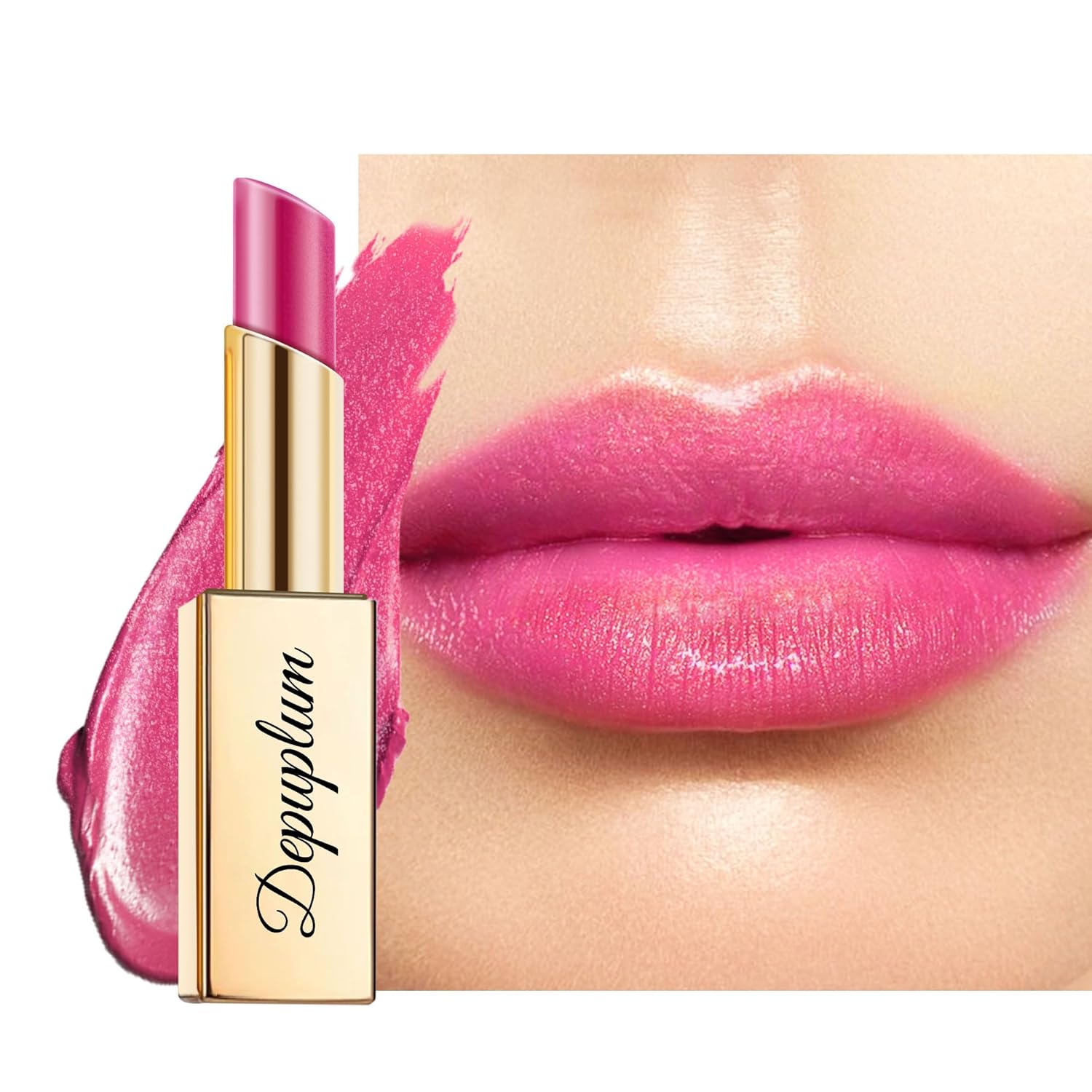 Hot Pink Lipstick Moisturizing for Women Shimmer Tinted Lip Balm Hydrating Nourishing Lip Gloss Vegan& Cruelty Free Lip Makeup, ZG110 In Love-BrightBean Baby
