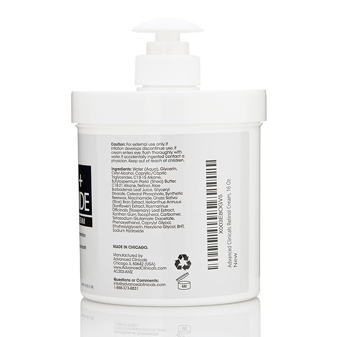 Advanced Clinicals Retinol Body & Face Lotion W/Niacinamide, Dry Skin Face Moisturizer & Crepey Skin Care Treatment, Anti Aging Retinol Cream Reduces Look Of Wrinkles, Sagging Skin, & Age Spots, 2PC-BrightBean Baby