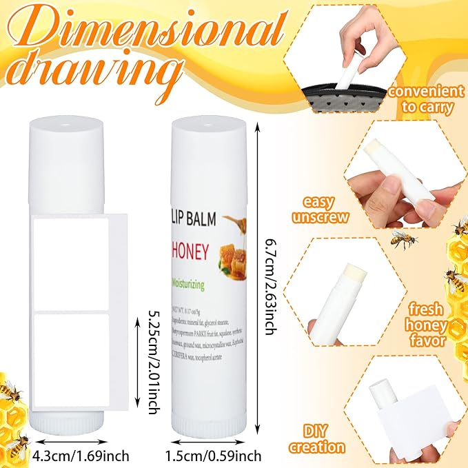 Demissle 150 Pcs Unlabeled Lip Balm Bulk Chapped Stick Blank Mini Lip Balm Gifts Moisturizing Lip Balms Favors for Women Homeless Wedding Bridal Shower Favors Baby Shower Guests Favors(Honey)-BrightBean Baby