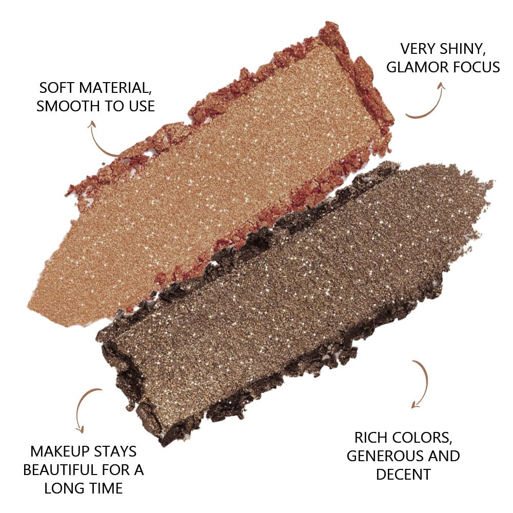 Double color eye shadow, Eyeshadows Creamy, high pigment eye makeup palette, matte shimmer metal eye shadow powder, Blendable, Ultra-Pigmented, Easy to Apply, Matte & Shimmer, (03)-BrightBean Baby