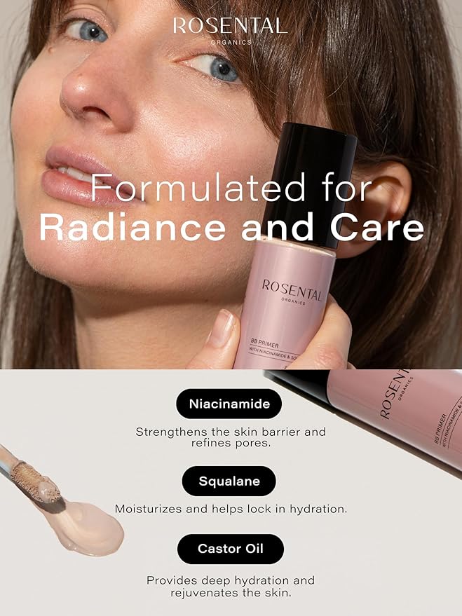 Organics BB Primer | with Niacinamide & Squalane – Pore-Refining, Illuminating, Hydrating Primer for a Fresh Glow Look and Smooth Texture, 25 ml-BrightBean Baby