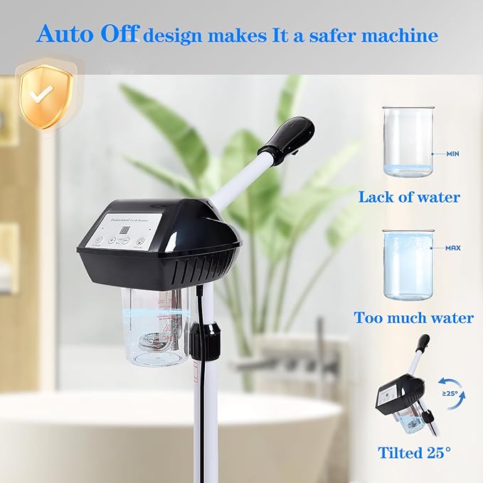 Professional Facial Steamer on Wheels, Facial Steamer for Facial Deep Cleaning, Facial Humidifier for Spa, Adjustable Height for Spa, Salon and at Home Use-BrightBean Baby