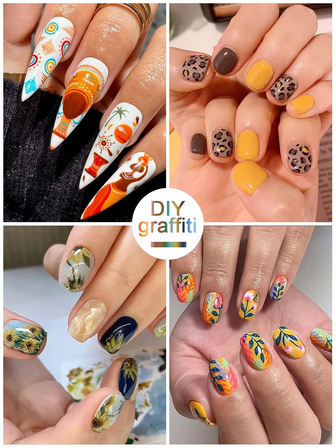 12 Color 3D Nail Art Pens Set, Kalolary Nail Point Graffiti Dotting Pen Drawing Painting Liner Brush for DIY Nail Art Beauty Adorn Manicure Tools(B)-BrightBean Baby