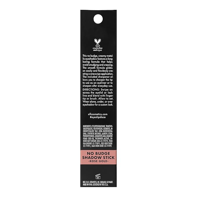 e.l.f. No Budge Shadow Stick, Long-Lasting Cream Eyeshadow Stick For High-Pigment, Metallic Color, Vegan & Cruelty-Free, Rose Gold