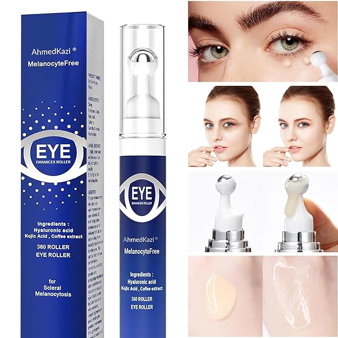 5% Caffeine Eye Serum and Under Eye Roller Cream with 360° Massage Ball for Dark Circles and Puffiness | Under Eye Bags Reduce Wrinkles & Fine Lines | Suitable for All Skin Types | Aloe Scented-BrightBean Baby
