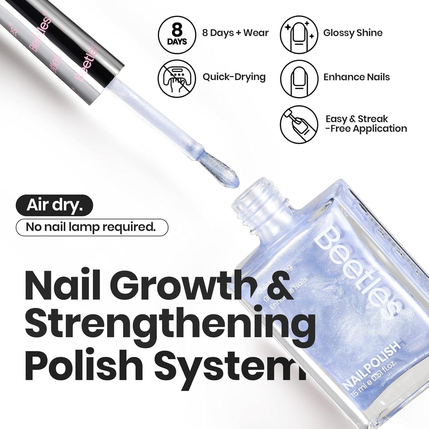 Beetles Pearl Nail Polish Set 6 Colors 15 ML Quick-drying Shimmer Glitter Pearl White Pink Blue Mermaid Nail Polish Kit, Spring Pastel Iridescent DIY Manicure Gift for Women-BrightBean Baby