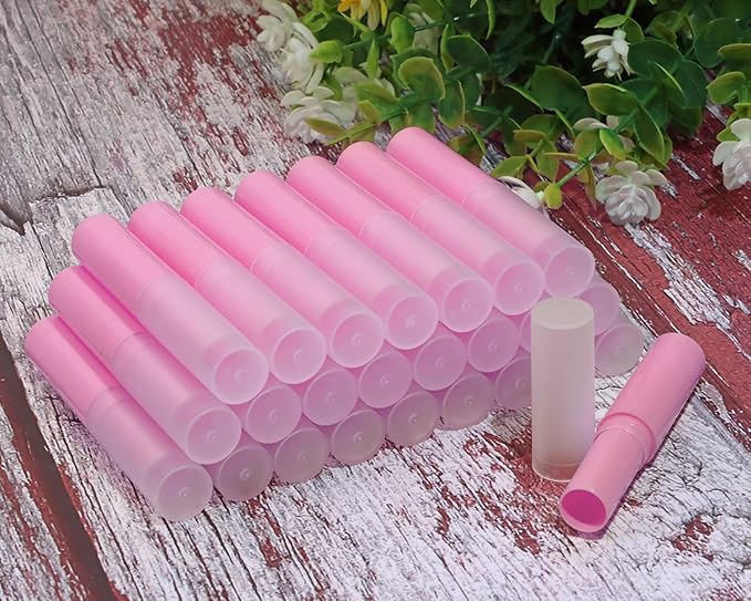 0.14oz Empty Flavored Lip Balm Container Tubes Plastic Homemade Moisturizing Lip Stick with Caps Bulk Fit for Women Adult DIY Making Supplies, 25 Count (Rose Pink)-BrightBean Baby