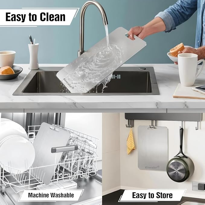 Titanium Cutting Board, Double Sided 2025 New Titanium Cutting Boards for Kitchen, Non Toxic Non Slip, Chopping Board, Dishwasher Safe, Easy to Clean (14"L x 10"W)