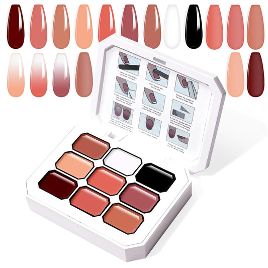 Gradient Painting Gel, 9 Colors Ombre Gel Nail Polish Nude Pink for Pigment Pat Nails Aura Nails French Manicure Long Lasting Home Salon DIY Nail Art Terracotta Blush-BrightBean Baby