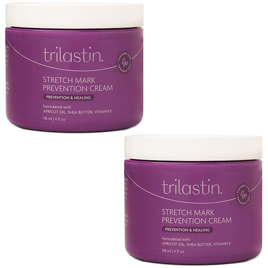 TriLASTIN Maternity Stretch Mark Prevention Cream (4Oz) - Hypoallergenic & Paraben-Free for Pregnancy & Postpartum - Maternity Belly Cream (2 Pack)-BrightBean Baby