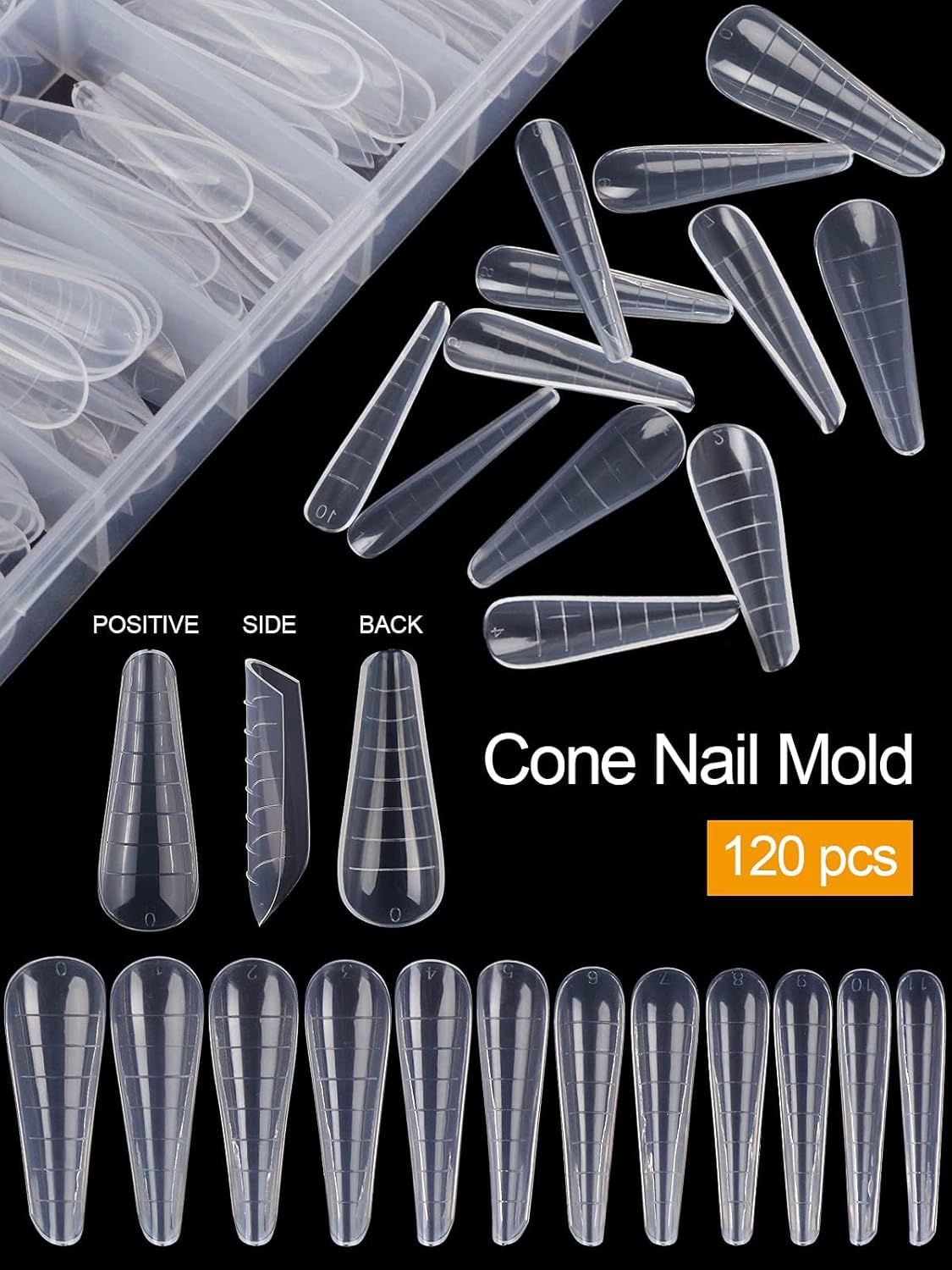 EBANKU 120Pcs Dual Nail Forms for Poly Gel - Extension Stiletto Almond System Mold, False Tips for Builder Gel Art Design Salon & DIY - 12 Sizes-BrightBean Baby