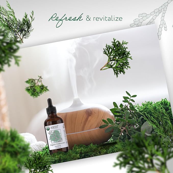 HBNO Organic Cedarwood Essential Oil - Huge 4 oz (120ml) Value Size - USDA Certified Organic Cedarwood Essential Oil for Aromatherapy, Soap Making, DIY, Fragrances, Diffuser.-BrightBean Baby