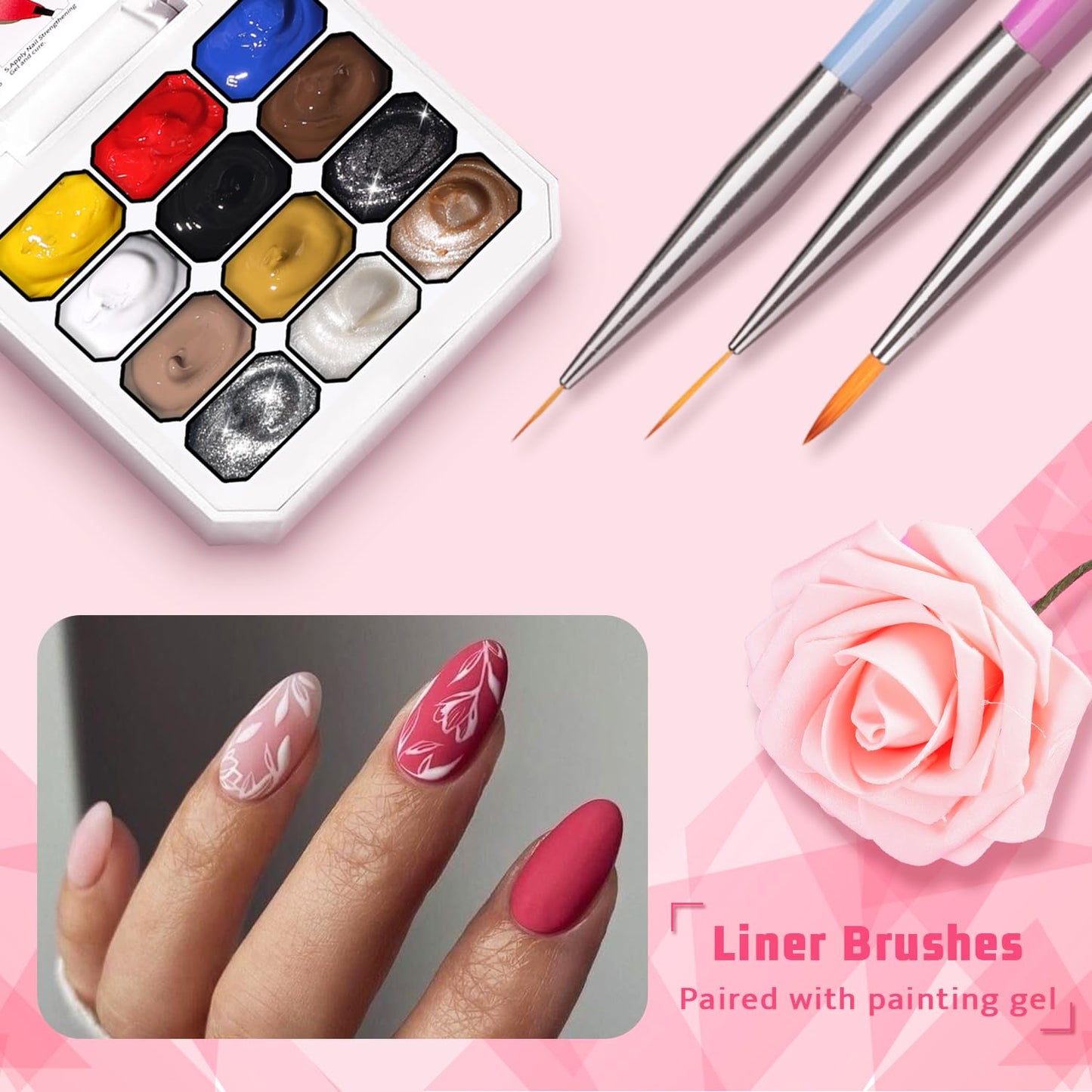Sponge Pat Paint Nail Gel, Ombre Nails Gradient Gel Nail Blush Blooming Aura Nails Drawing Stripper Floral Painting DIY Nail Art, No Wipe, UV/LED Curing (12 Colors M)-BrightBean Baby